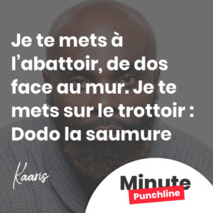 Je te mets à l’abattoir, de dos face au mur. Je te mets sur le trottoir : Dodo la saumure