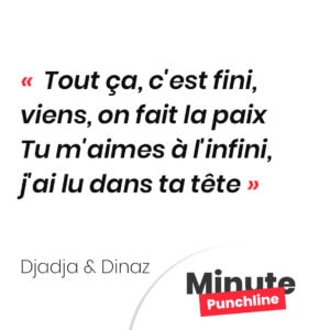 Tout ça, c'est fini, viens, on fait la paix Tu m'aimes à l'infini, j'ai lu dans ta tête
