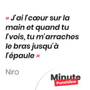 J'ai l'cœur sur la main et quand tu l'vois, tu m'arraches le bras jusqu'à l'épaule