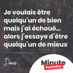 Je voulais être quelqu’un de bien mais j’ai échoué… alors j’essaye d’être quelqu’un de mieux