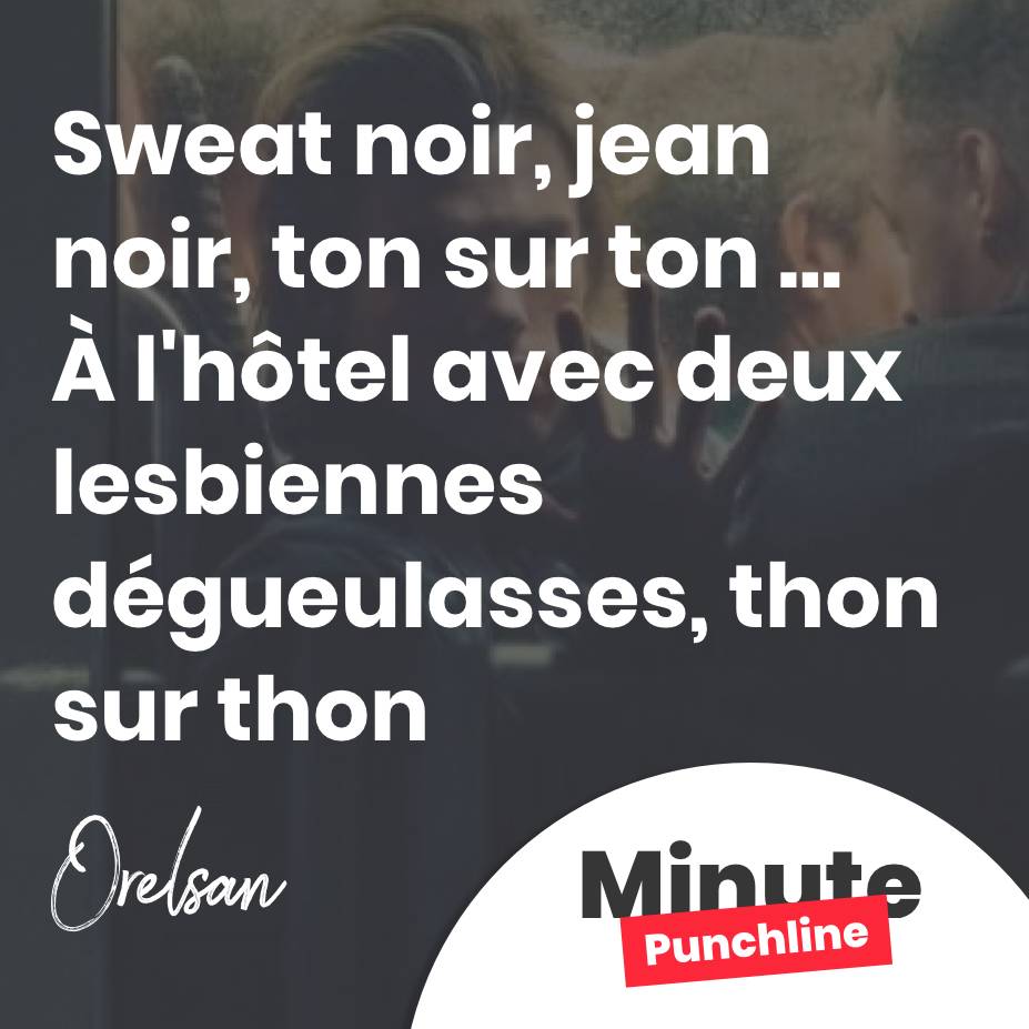 Sweat noir, jean noir, ton sur ton À l'hôtel avec deux lesbiennes dégueulasses, thon sur thon